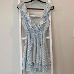 H&M | Sleeveless Ruffle Wrapover | Blue & White Striped | Size 4
